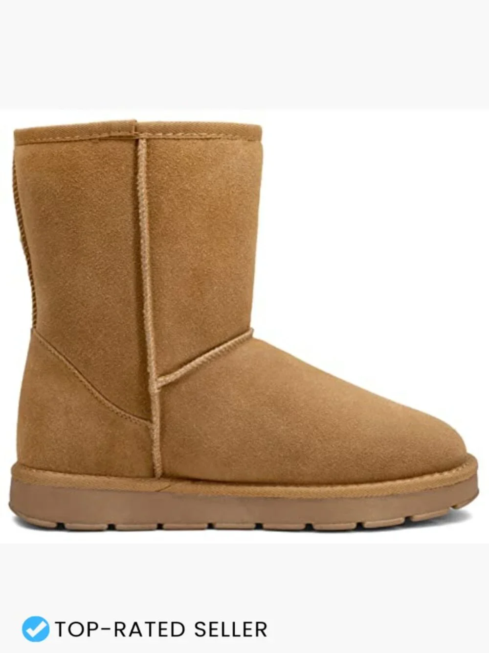 Faux Fur Lined Suede Snow Boots Men's Winter Mid-Calf Slip-On Water Resistant
